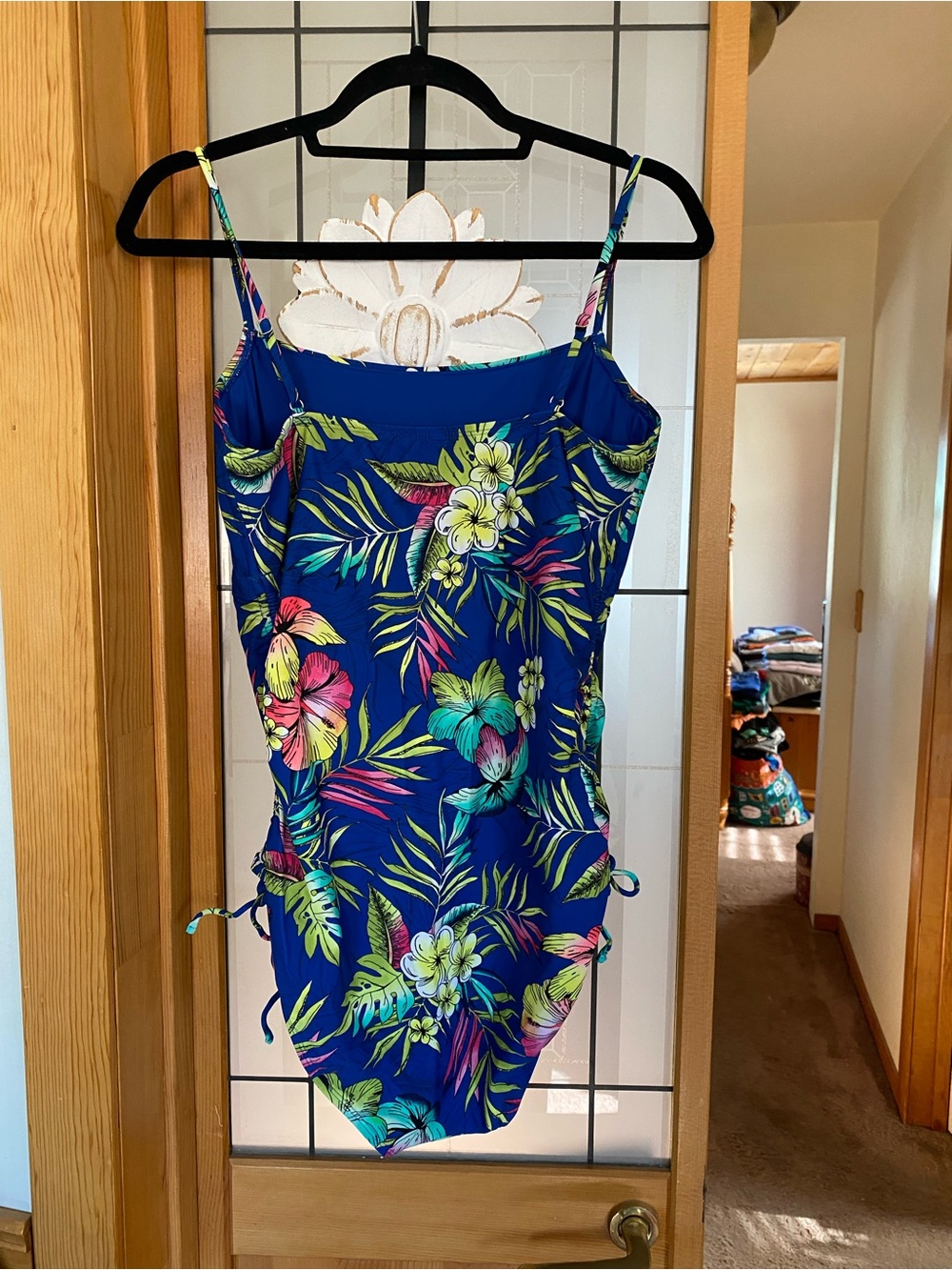 LOFT Royal Blue Tropical Floral One-Piece Swimsuit
